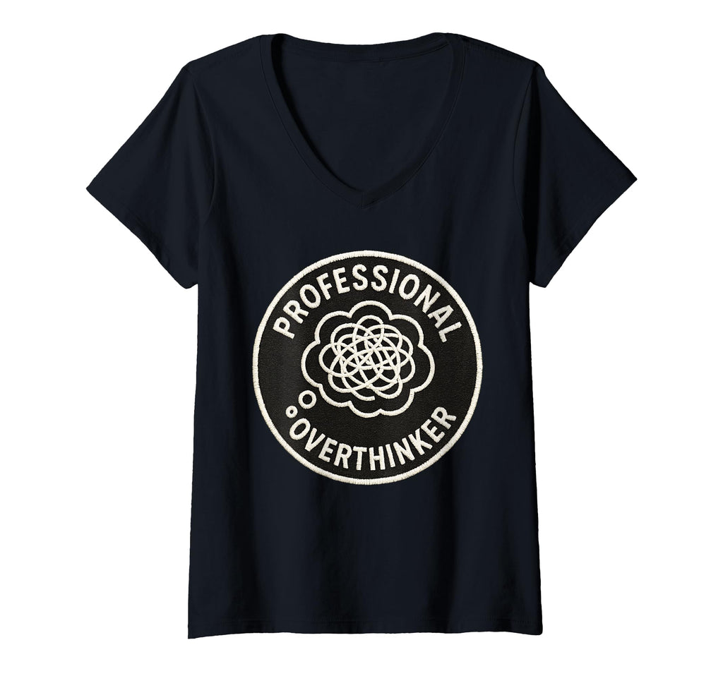 Womens Professional Overthinker Funny V T-Shirt - Graphic Print for Adults - T-Shirt, Sweatshirt, Hoodie