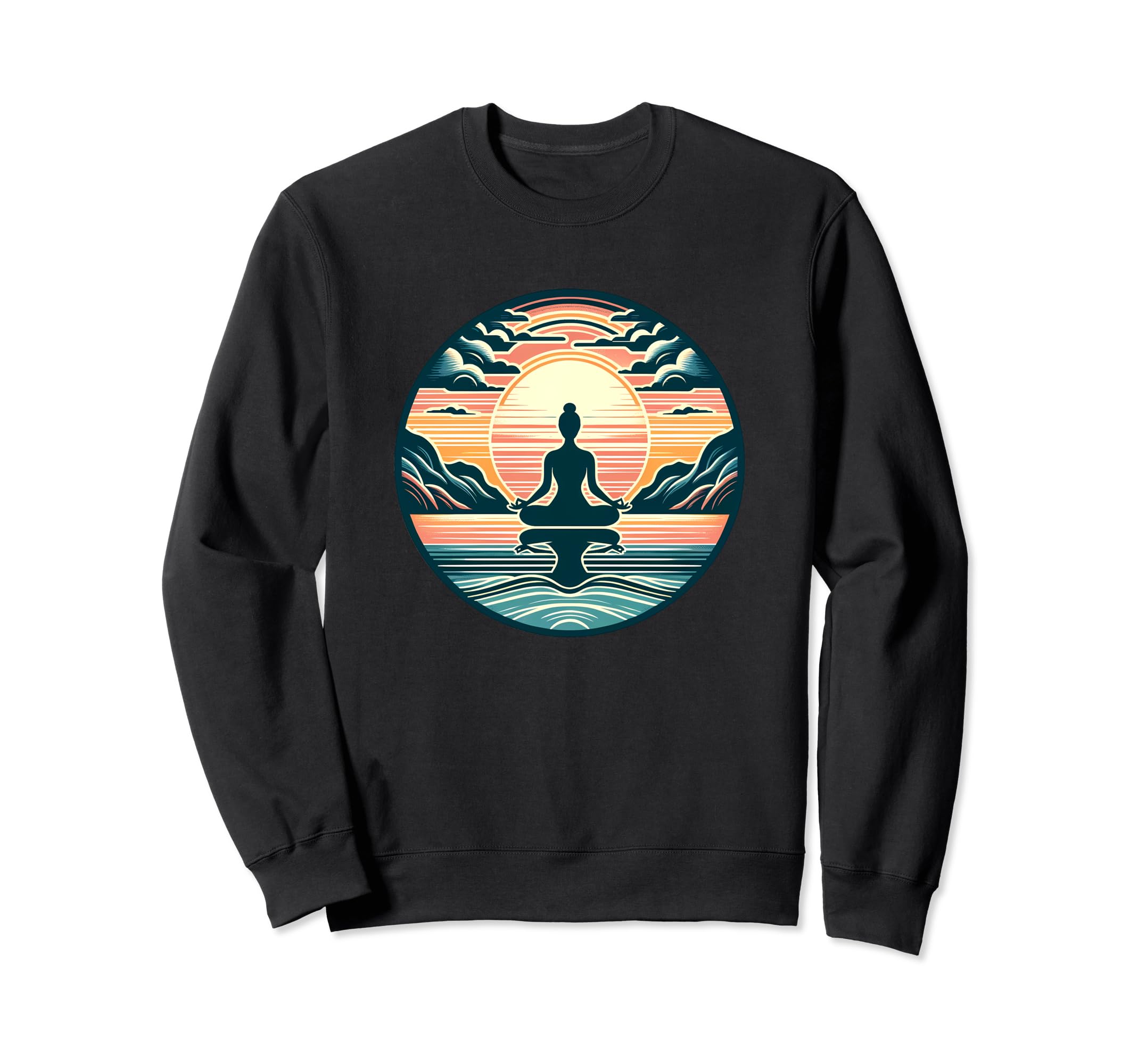Yoga Meditation Pose Sunset Sweatshirt - Minimalist Print Men Women - T-Shirt, Sweatshirt, Hoodie