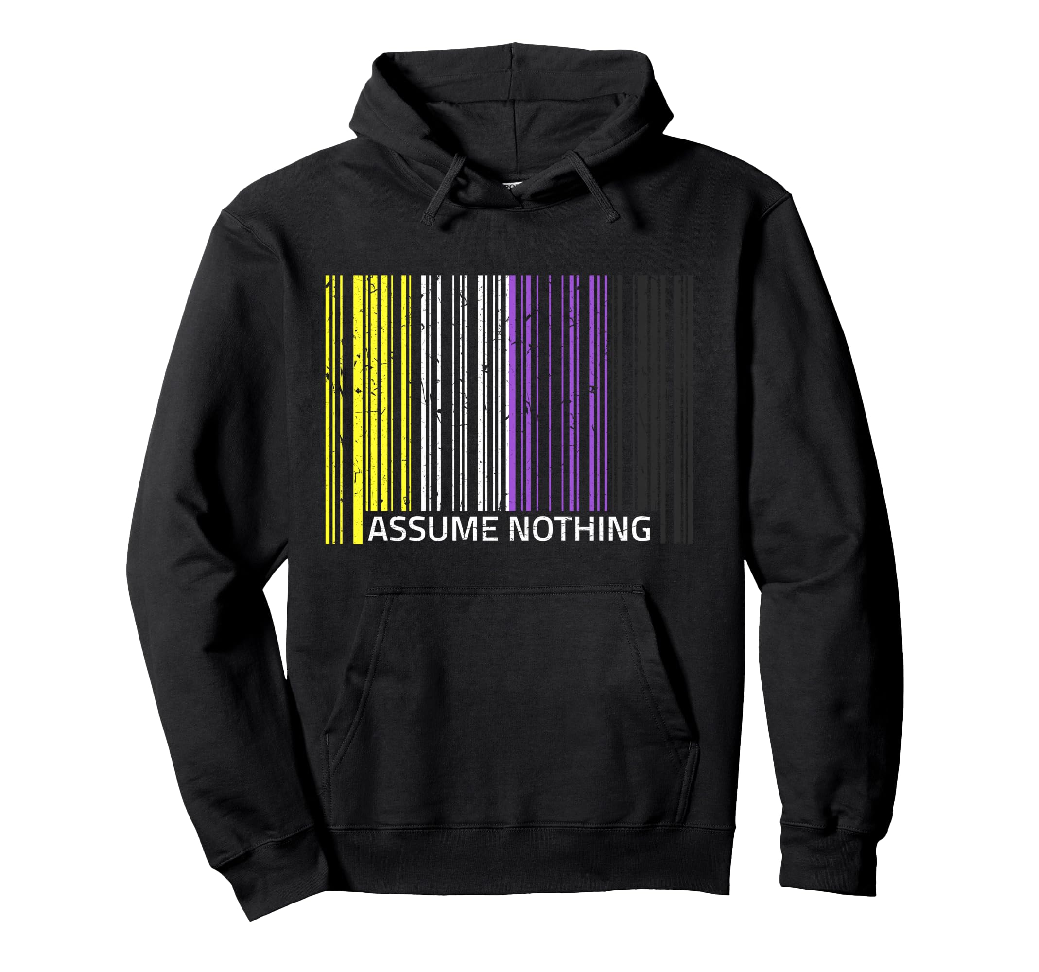 Assume Nothing Nonbinary Flag Hoodie - Novelty Apparel Men Women - T-Shirt, Sweatshirt, Hoodie
