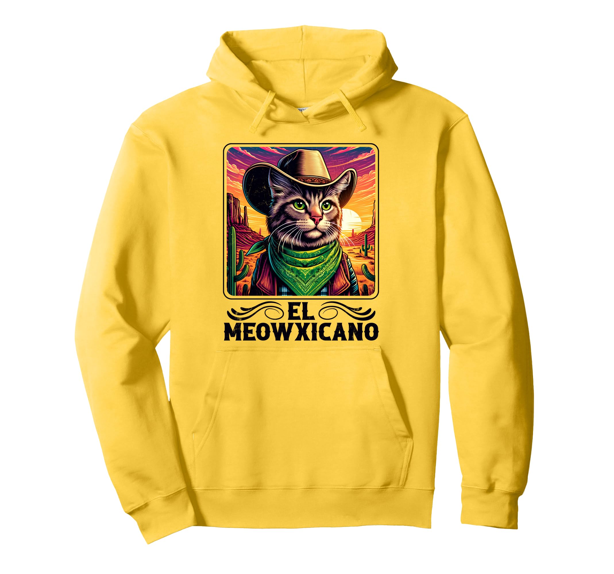 El Meowxicano Mexican Cat Desert Funny Hoodie - Aesthetic Graphic Unisex - T-Shirt, Sweatshirt, Hoodie