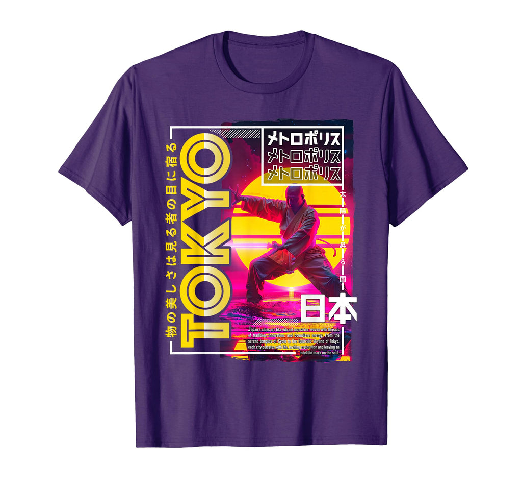 Tokyo City 80S Synthwave Shaolin T-Shirt - Custom Art Print for Adults - T-Shirt, Sweatshirt, Hoodie