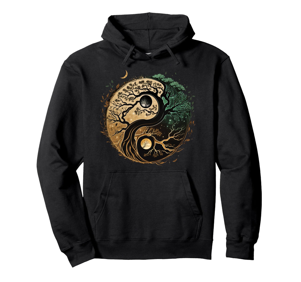 Yin Yang Bonsai Spiritual Tree Life Hoodie - Unique Graphic Men Women - T-Shirt, Sweatshirt, Hoodie