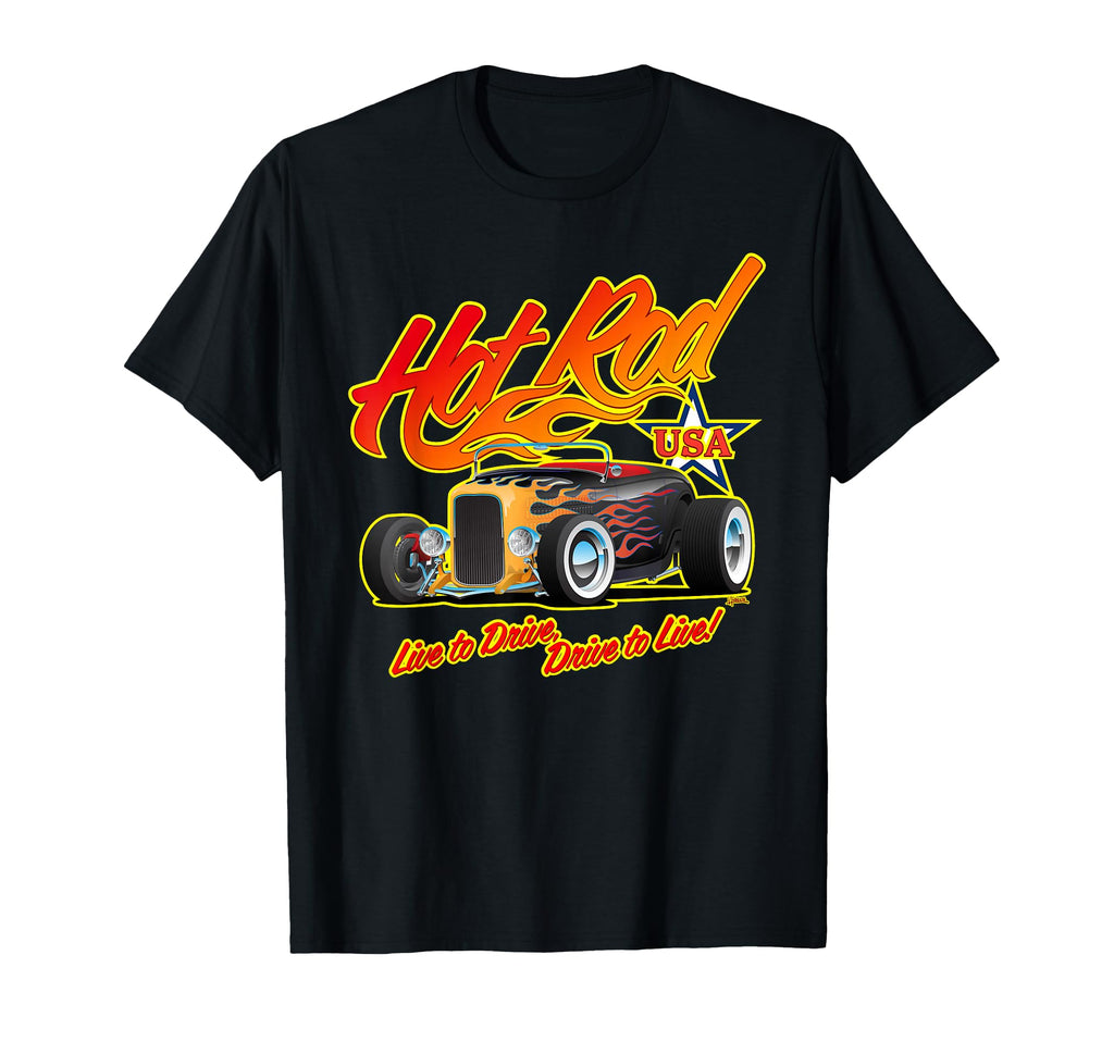 Hotrod Usa Hotrod Car Nostalgia T-Shirt - Aesthetic Graphic Men Women - T-Shirt, Sweatshirt, Hoodie