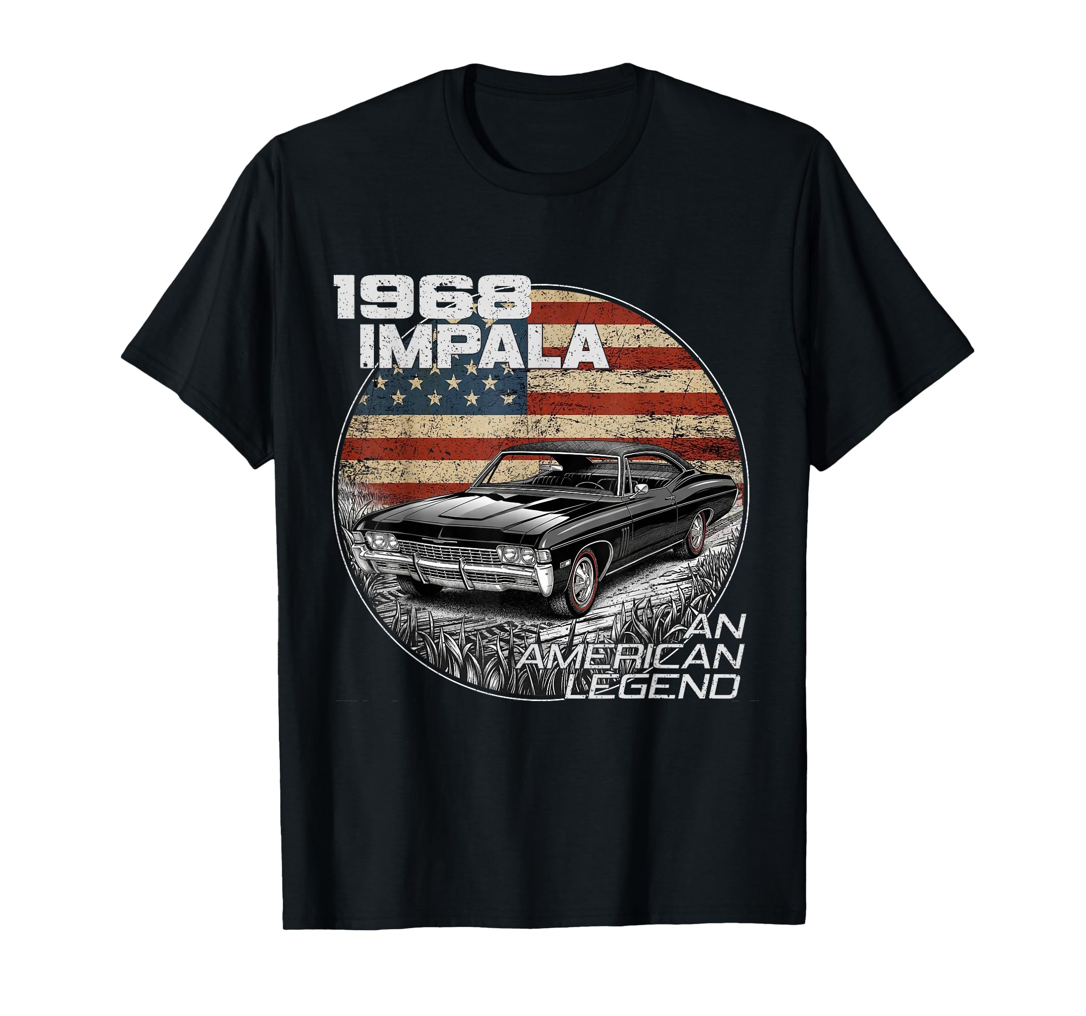 American Flag 1968 68 Impala Old T-Shirt - Custom Art Print Men Women - T-Shirt, Sweatshirt, Hoodie