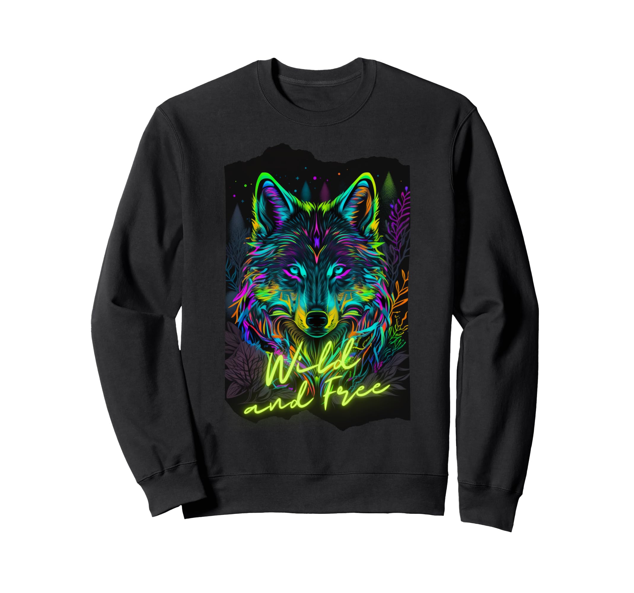 80S Vaporwave Synthwave Wolf Sweatshirt - Unique Graphic for Adults - T-Shirt, Sweatshirt, Hoodie