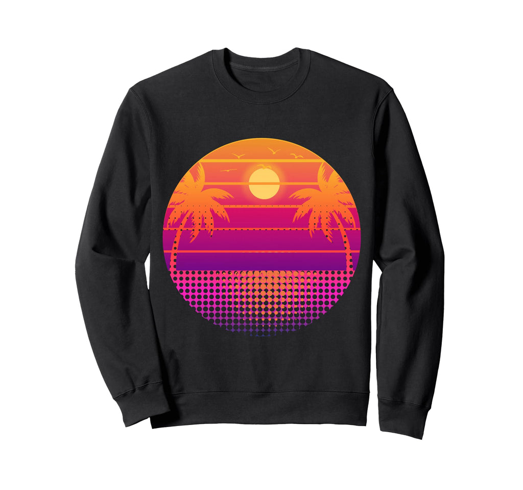 80S Vaporwave Palm Trees Sweatshirt - Casual Everyday Wear Men Women - T-Shirt, Sweatshirt, Hoodie