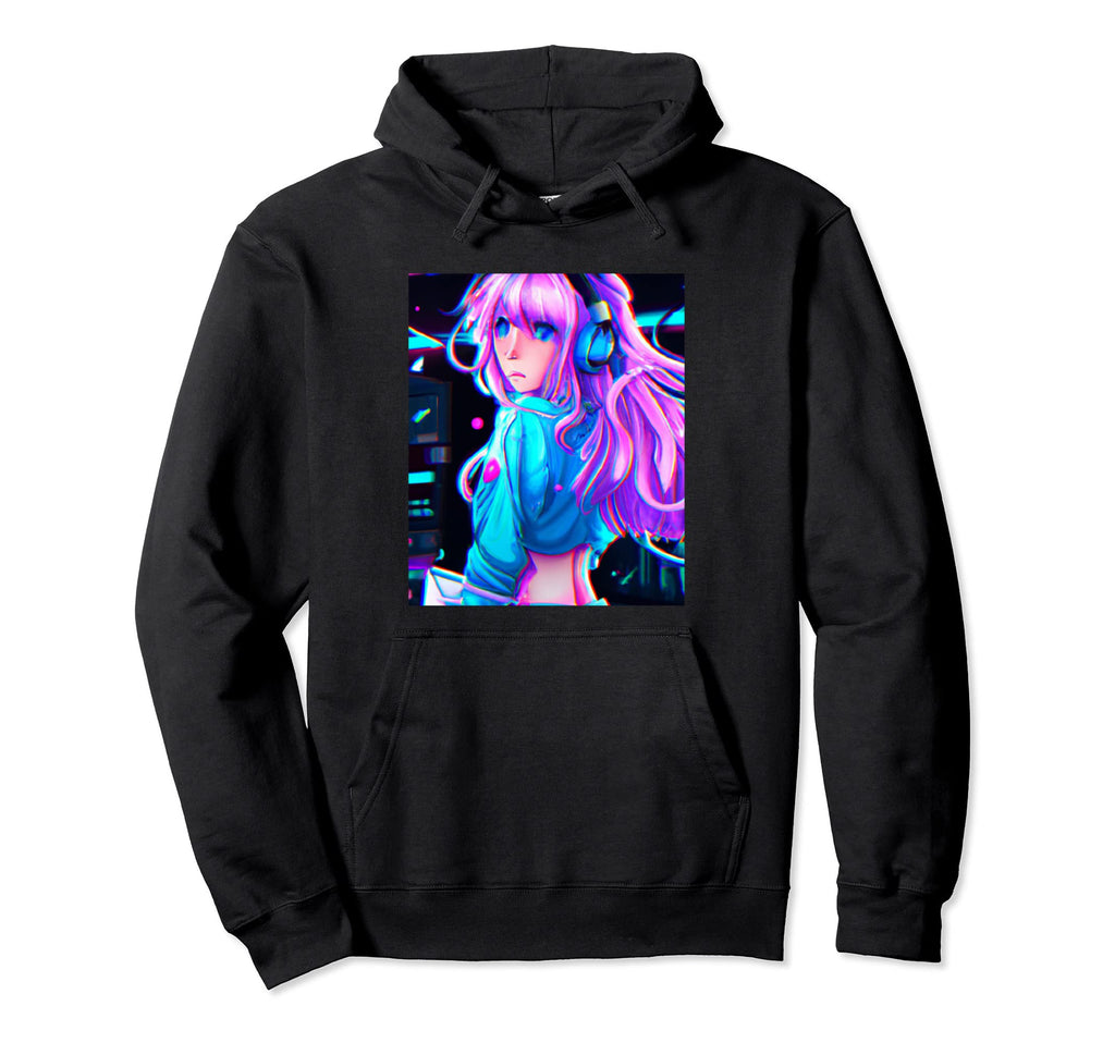 Pastel Aesthetic Anime Synthwave Sad Hoodie - Fun Novelty Design Men Women - T-Shirt, Sweatshirt, Hoodie