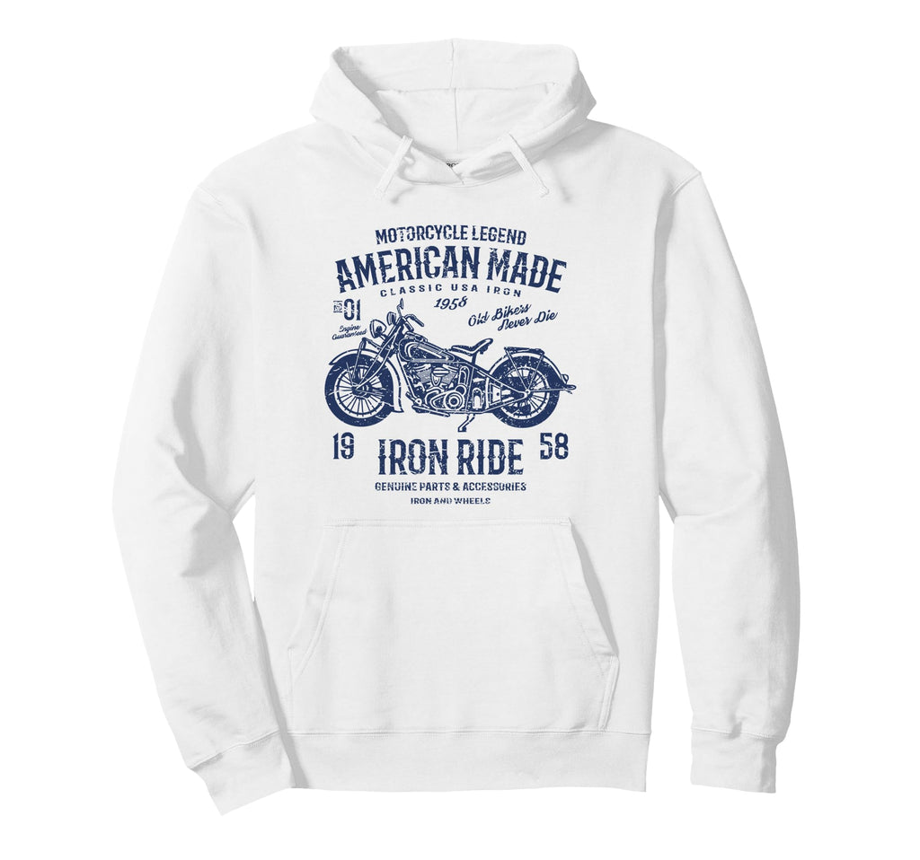 American Motorcycle Distressed Hoodie - Novelty Apparel for Adults - T-Shirt, Sweatshirt, Hoodie