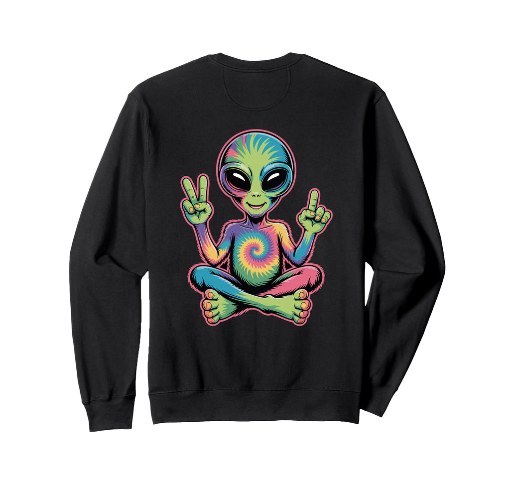 Psychedelic Alien Peace Sign Sweatshirt - Novelty Apparel Unisex - T-Shirt, Sweatshirt, Hoodie