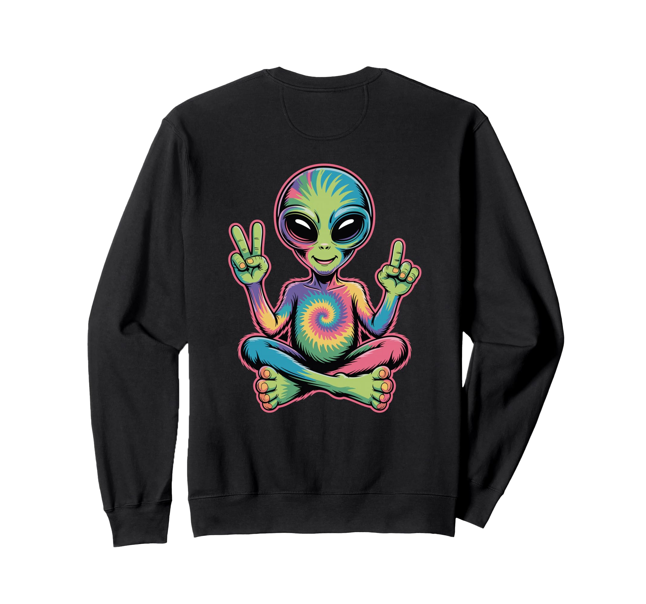 Psychedelic Alien Peace Sign Sweatshirt - Novelty Apparel Unisex - T-Shirt, Sweatshirt, Hoodie