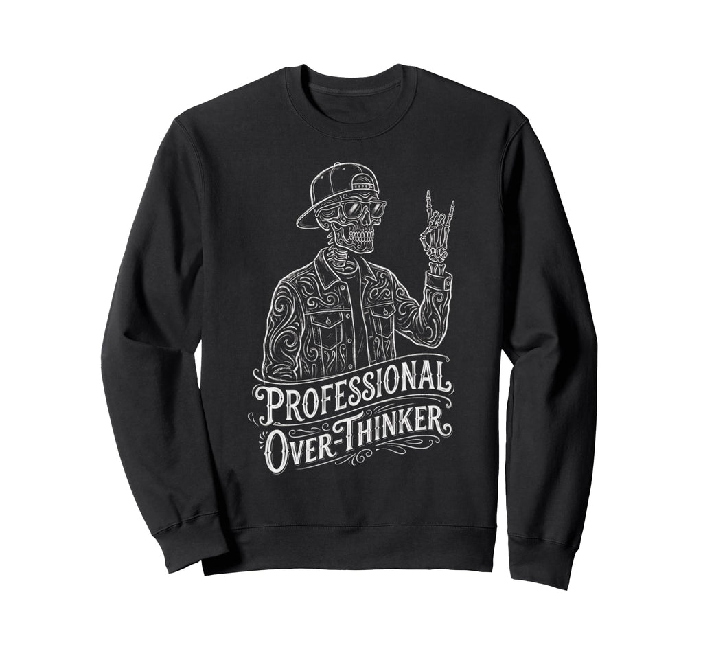 Professional Overthinker Skeleton Sweatshirt - Novelty Apparel Men Women - T-Shirt, Sweatshirt, Hoodie