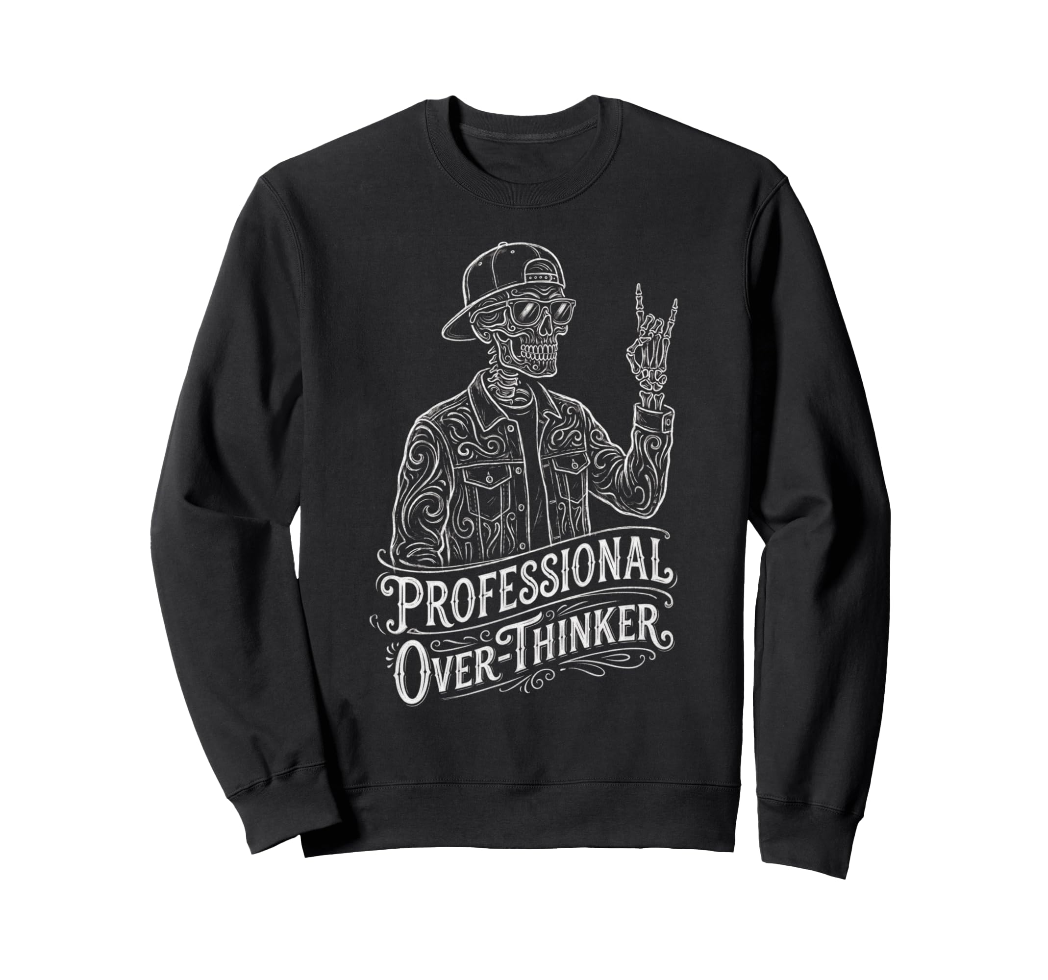 Professional Overthinker Skeleton Sweatshirt - Novelty Apparel Men Women - T-Shirt, Sweatshirt, Hoodie