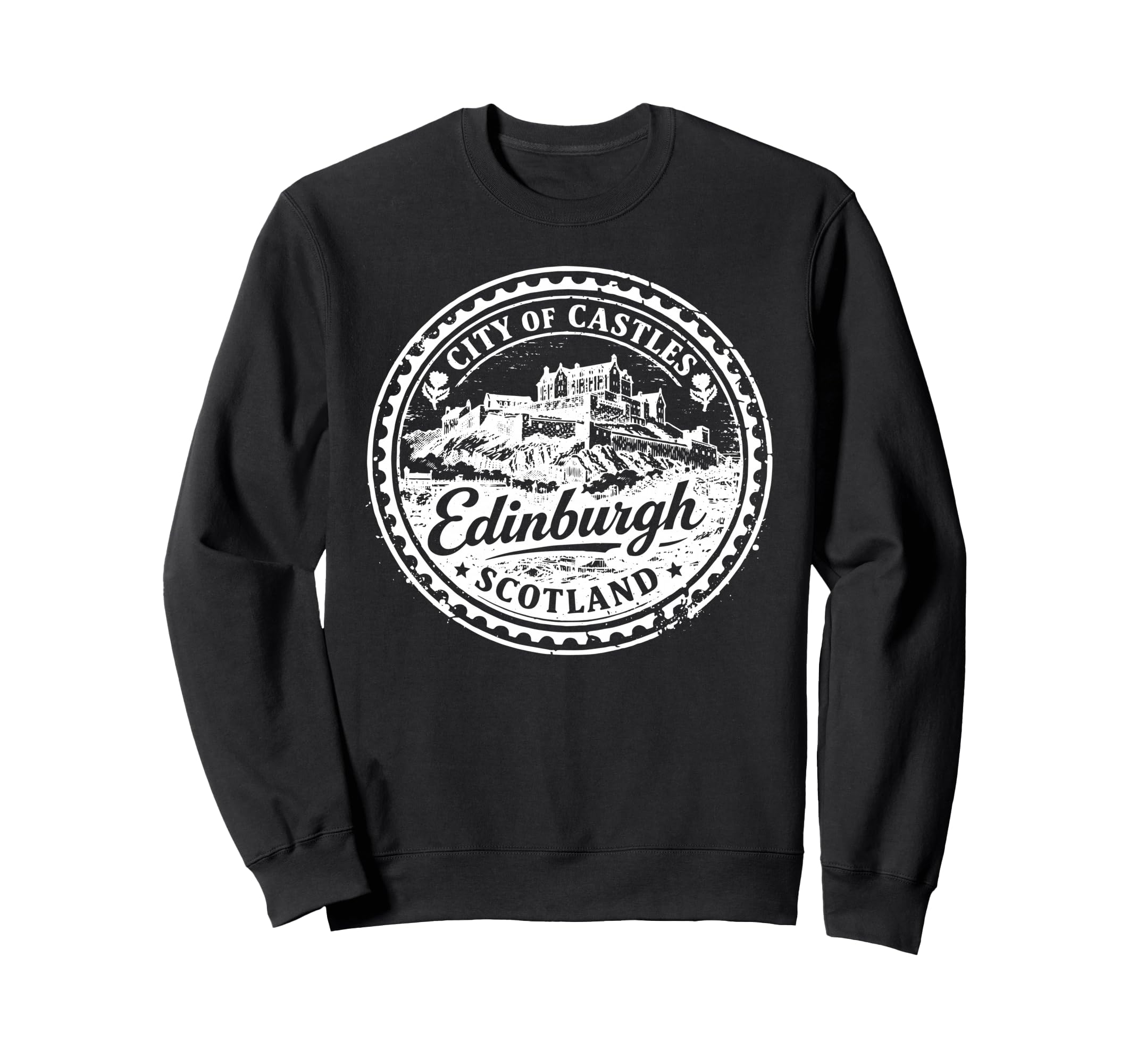 Edinburgh Scotland Uk Travel Stamp Sweatshirt - Minimalist Print Men Women - T-Shirt, Sweatshirt, Hoodie