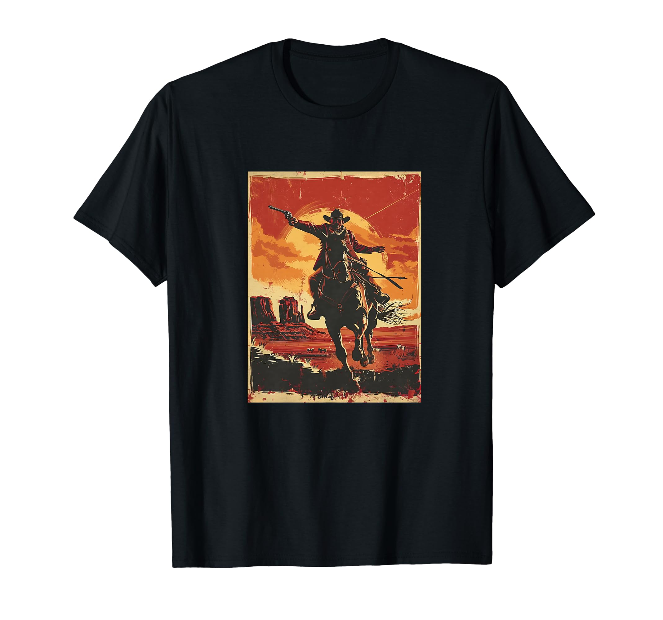 Western Cowboy Horseback T-Shirt - Novelty Apparel Unisex - T-Shirt, Sweatshirt, Hoodie