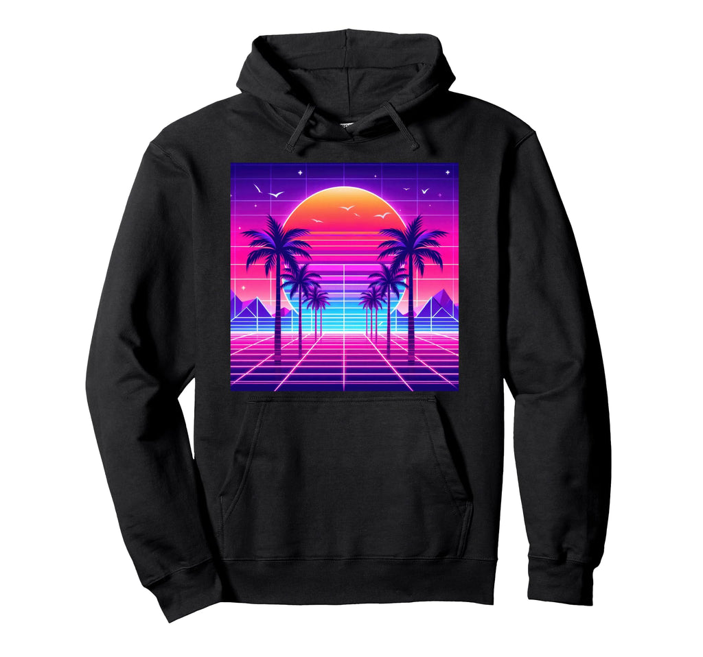 Synthwave Vaporwave Tropical Palm Trees Hoodie - Aesthetic Graphic Unisex - T-Shirt, Sweatshirt, Hoodie
