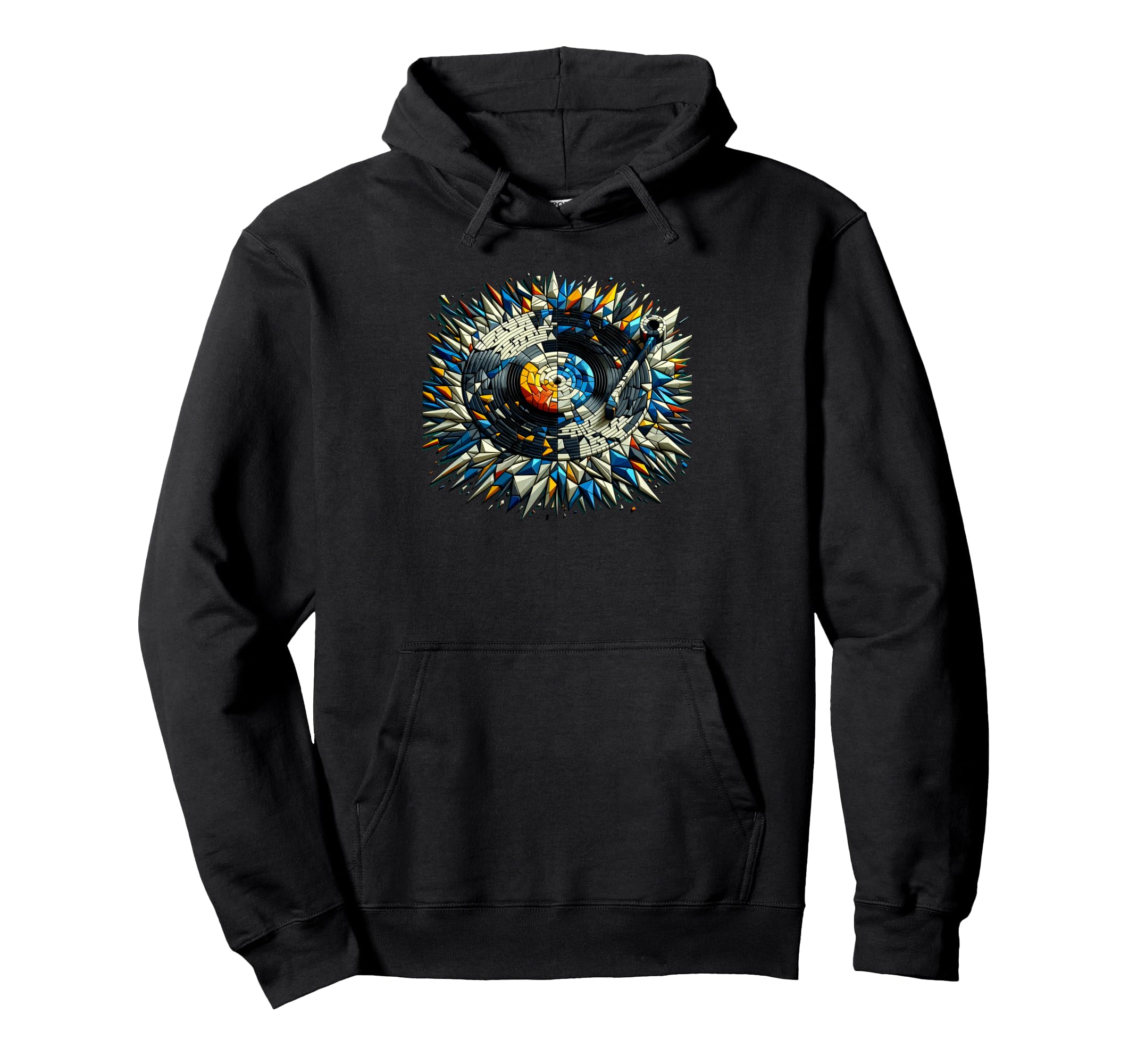 Polygon Art Vinyl Disc Record Hoodie - Fun Novelty Design for Adults - T-Shirt, Sweatshirt, Hoodie