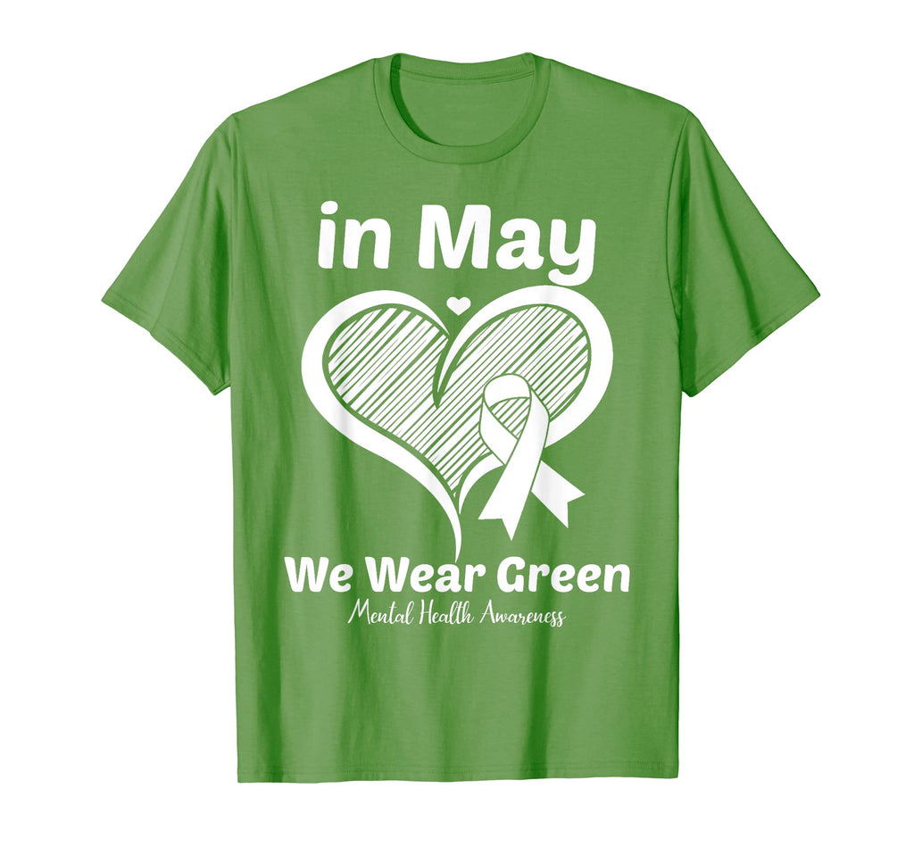 Heart Mental Health We Wear Green T-Shirt - Unique Graphic for Adults - T-Shirt, Sweatshirt, Hoodie