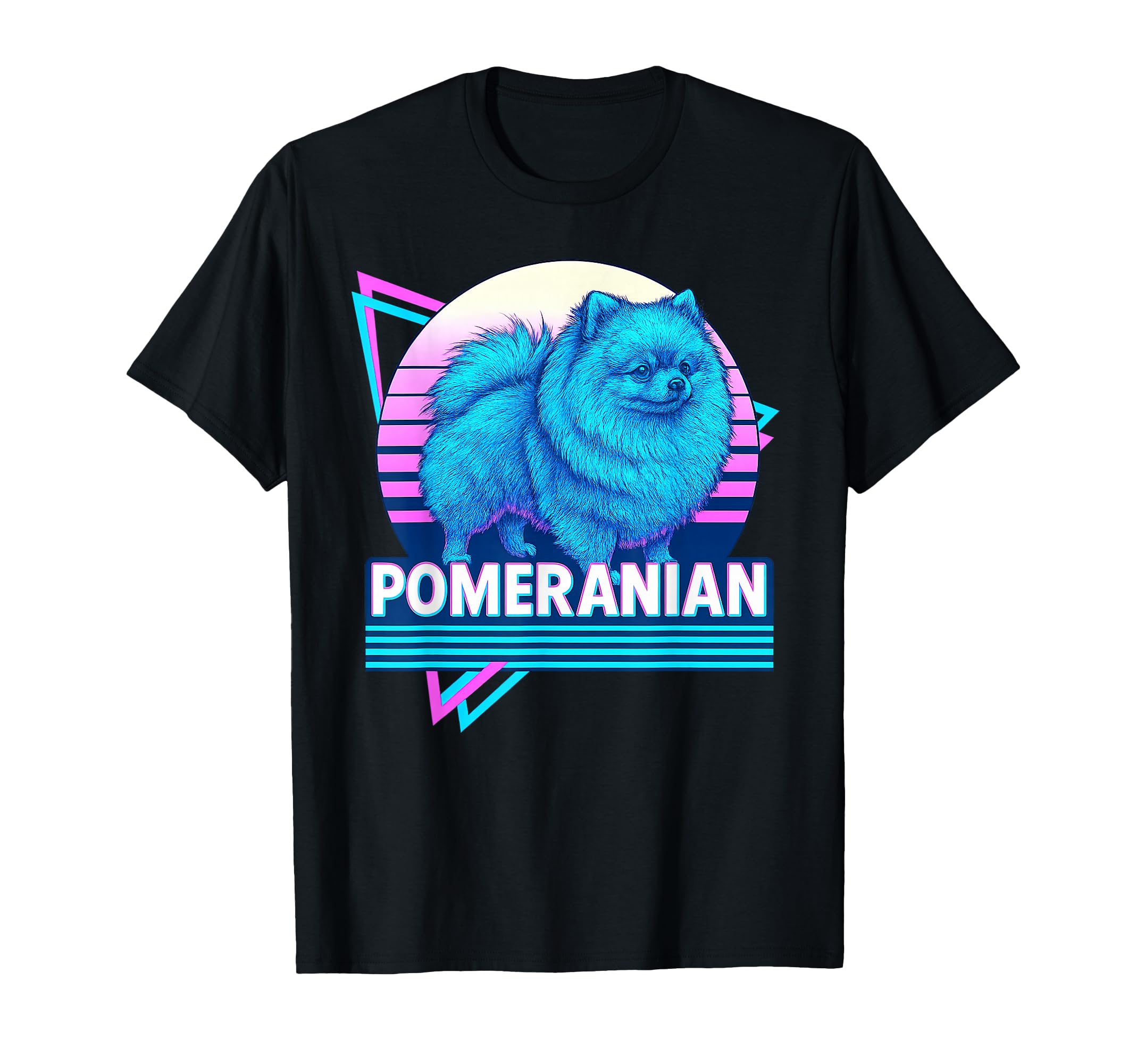 Pomeranian Synthwave Aesthetic Dog Lover T-Shirt - Minimalist Print Unisex - T-Shirt, Sweatshirt, Hoodie