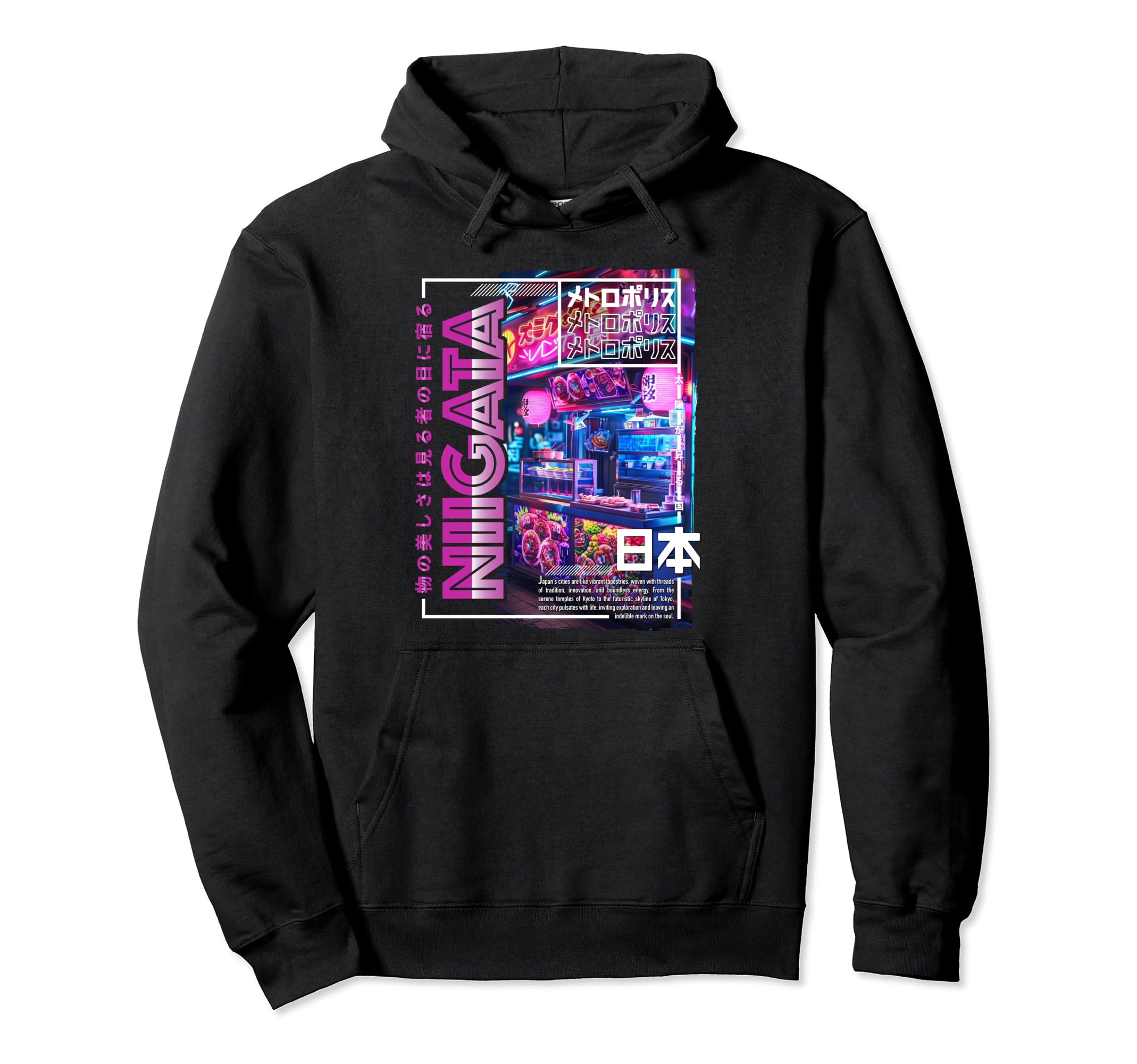 Niigata City 80S Synthwave Streetfood Hoodie - Unique Graphic for Adults - T-Shirt, Sweatshirt, Hoodie