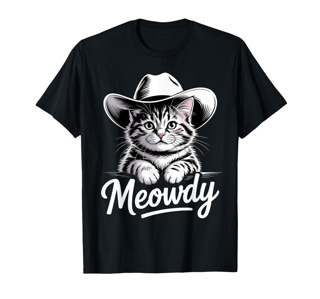 Meowdy Cat Funny Western Country Cowboy T-Shirt - Custom Art Print Unisex - T-Shirt, Sweatshirt, Hoodie