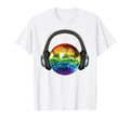 Headphones Rainbow Disco Ball T-Shirt - Minimalist Print Men Women - T-Shirt, Sweatshirt, Hoodie