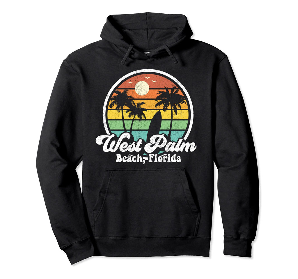 West Palm Florida Beachsurfing 70S Surf Hoodie - Aesthetic Graphic Unisex - T-Shirt, Sweatshirt, Hoodie