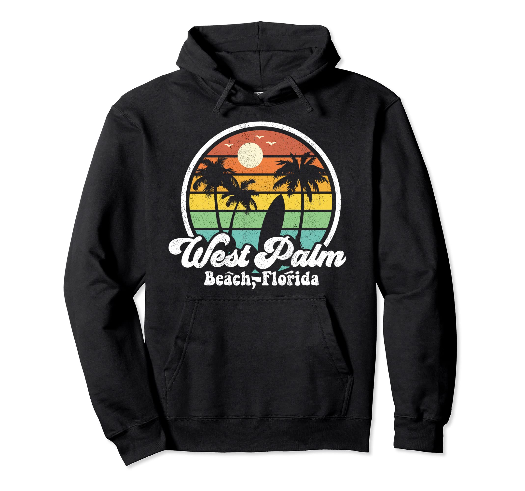 West Palm Florida Beachsurfing 70S Surf Hoodie - Aesthetic Graphic Unisex - T-Shirt, Sweatshirt, Hoodie