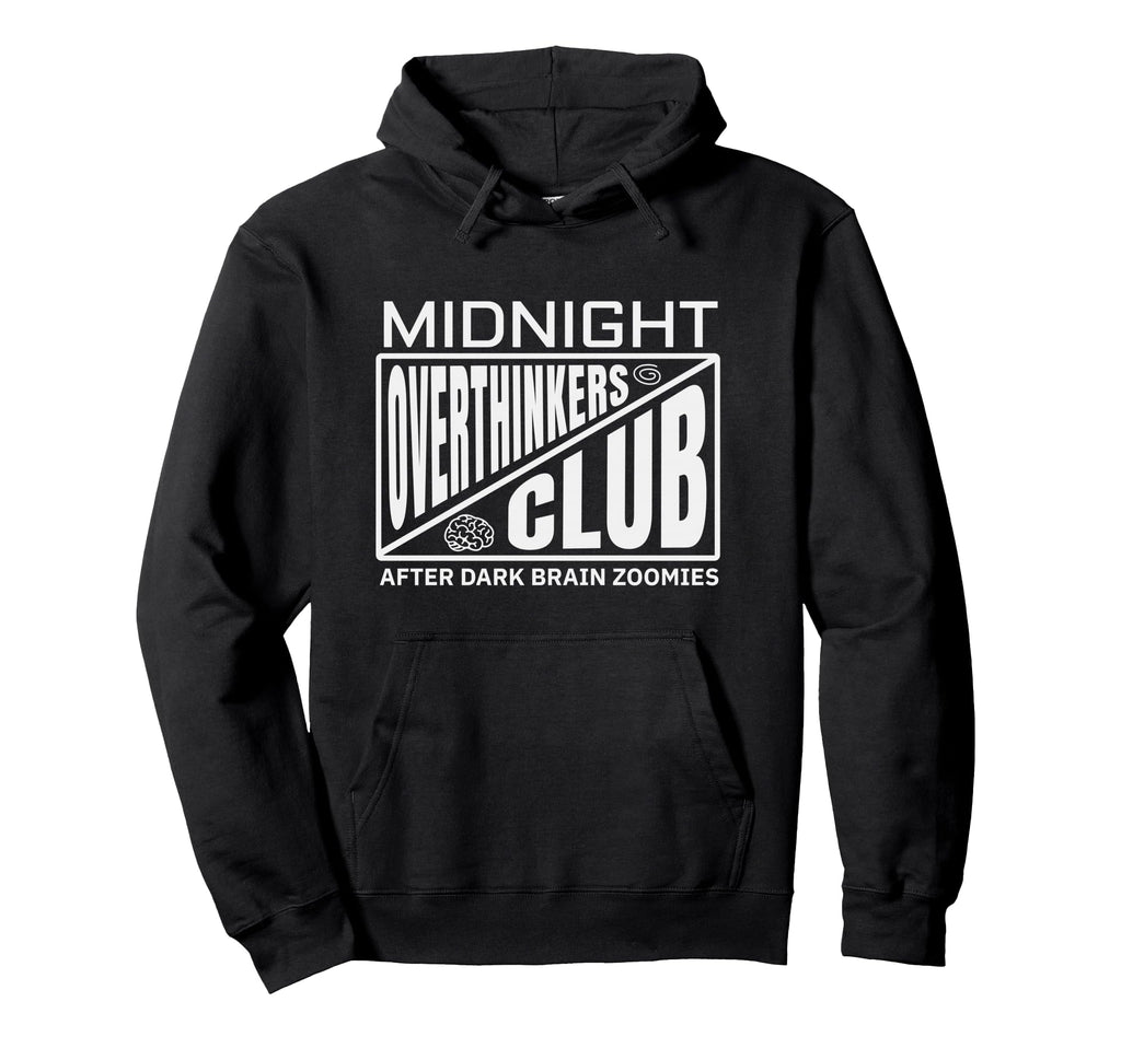 Funny Overthink Spirals Midnight Hoodie - Minimalist Print for Adults - T-Shirt, Sweatshirt, Hoodie