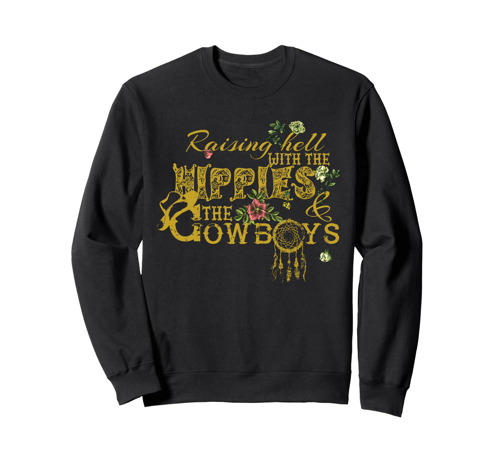 Raising Hell Hippies Cowboys Sweatshirt - Minimalist Print for Adults - T-Shirt, Sweatshirt, Hoodie
