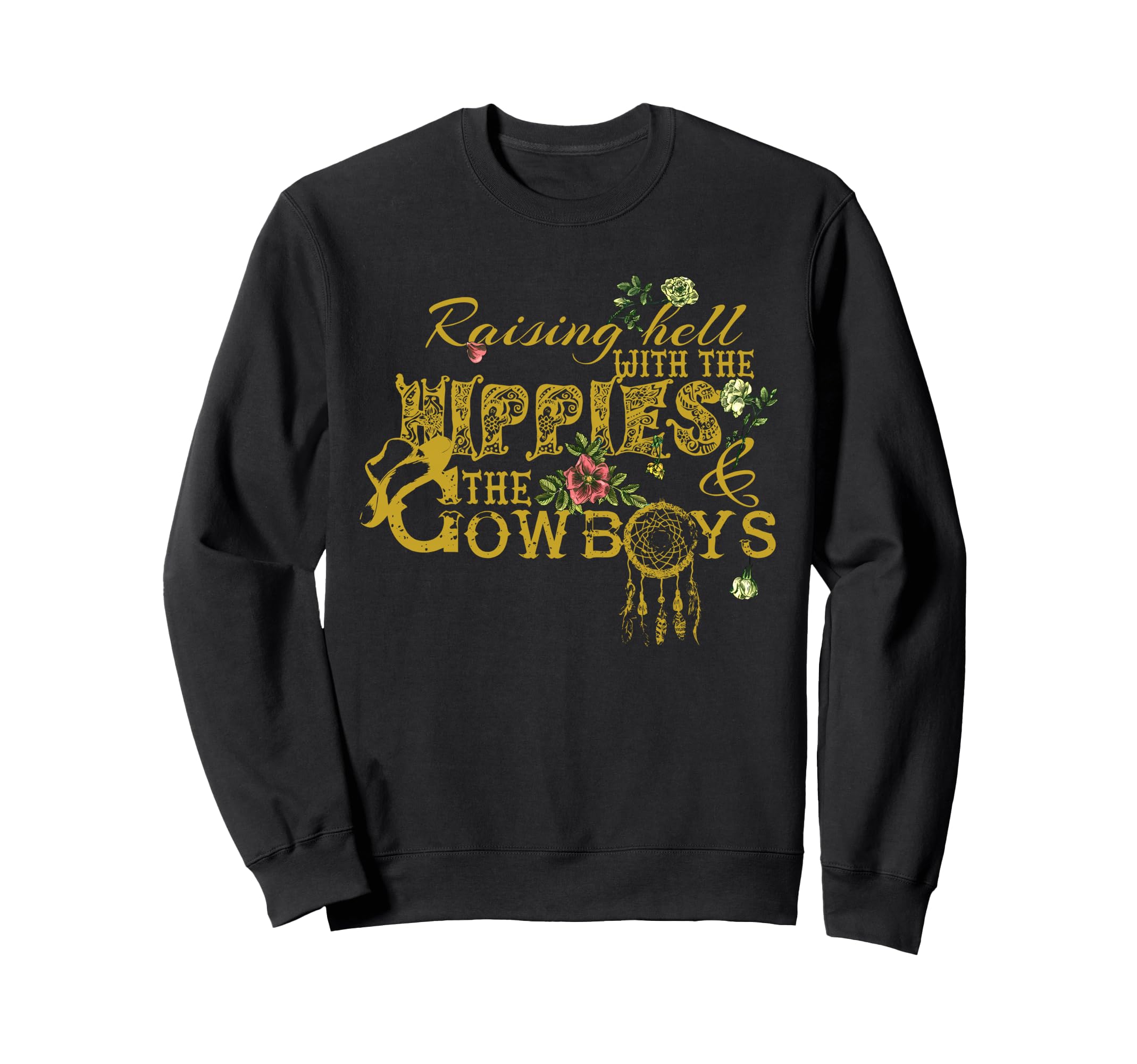 Raising Hell Hippies Cowboys Sweatshirt - Minimalist Print for Adults - T-Shirt, Sweatshirt, Hoodie