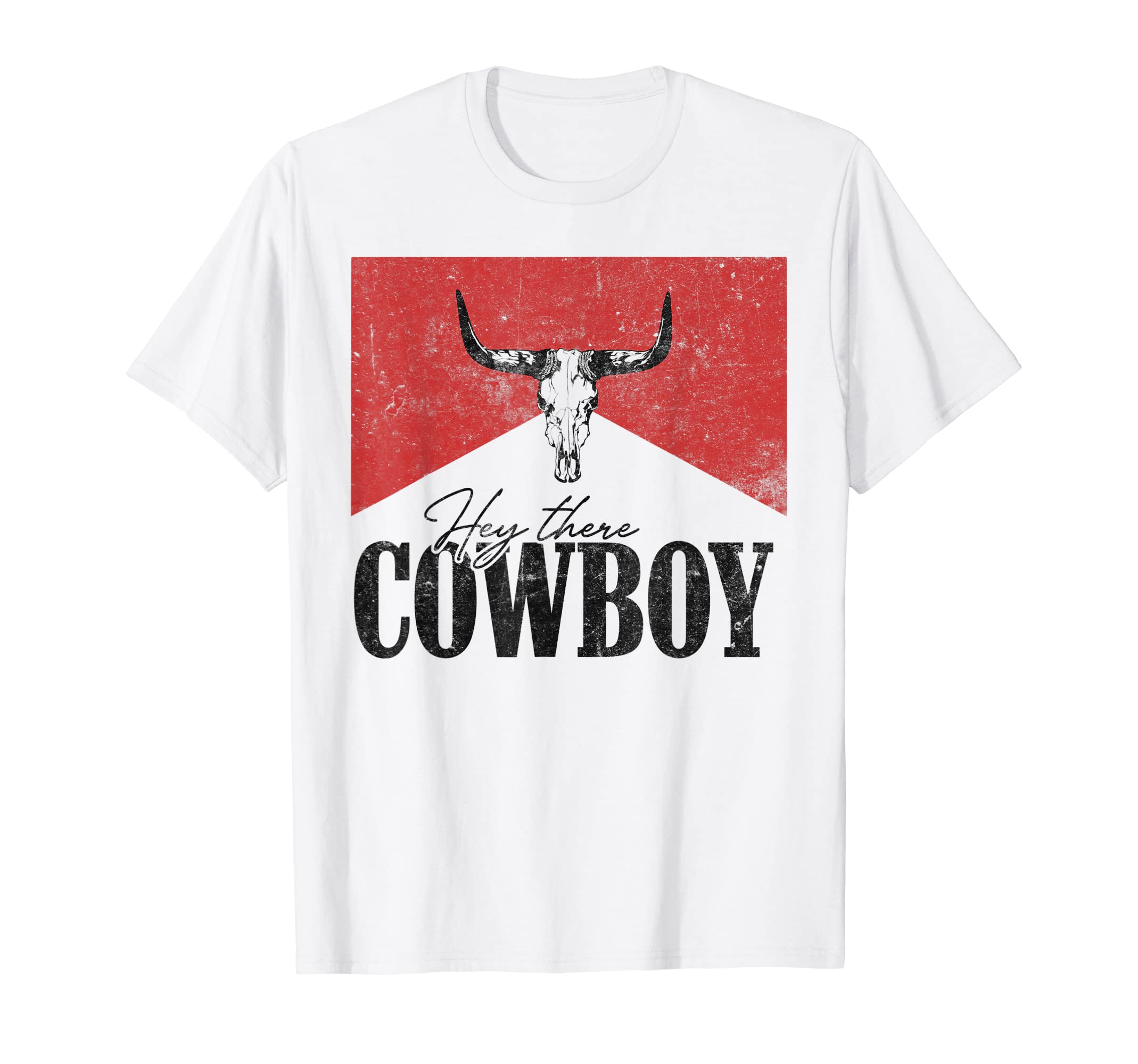 Bull Skull Hey There Cowboy Western T-Shirt - Unique Graphic Men Women - T-Shirt, Sweatshirt, Hoodie