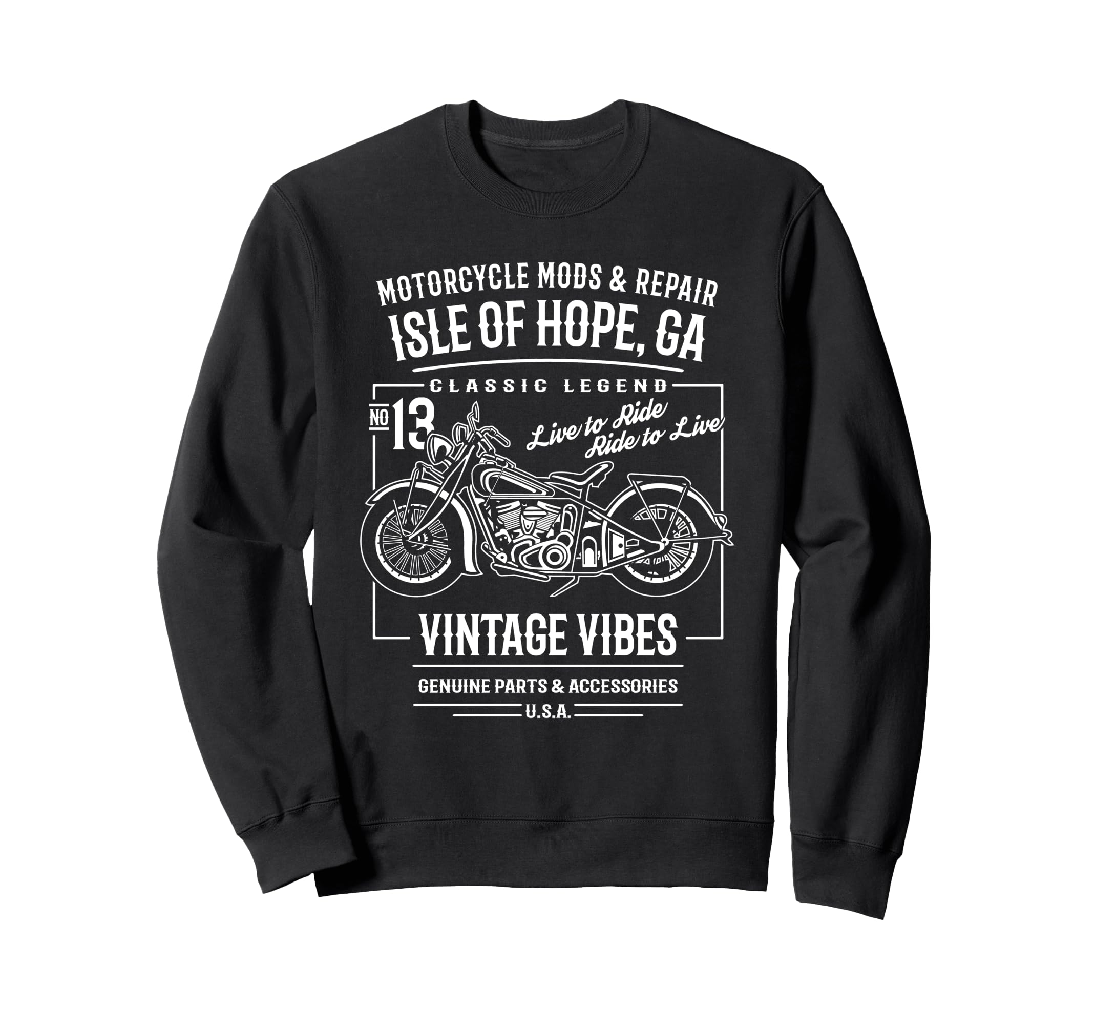 Isle Hope Ga Usa Motorcycle Sweatshirt - Aesthetic Graphic for Adults - T-Shirt, Sweatshirt, Hoodie