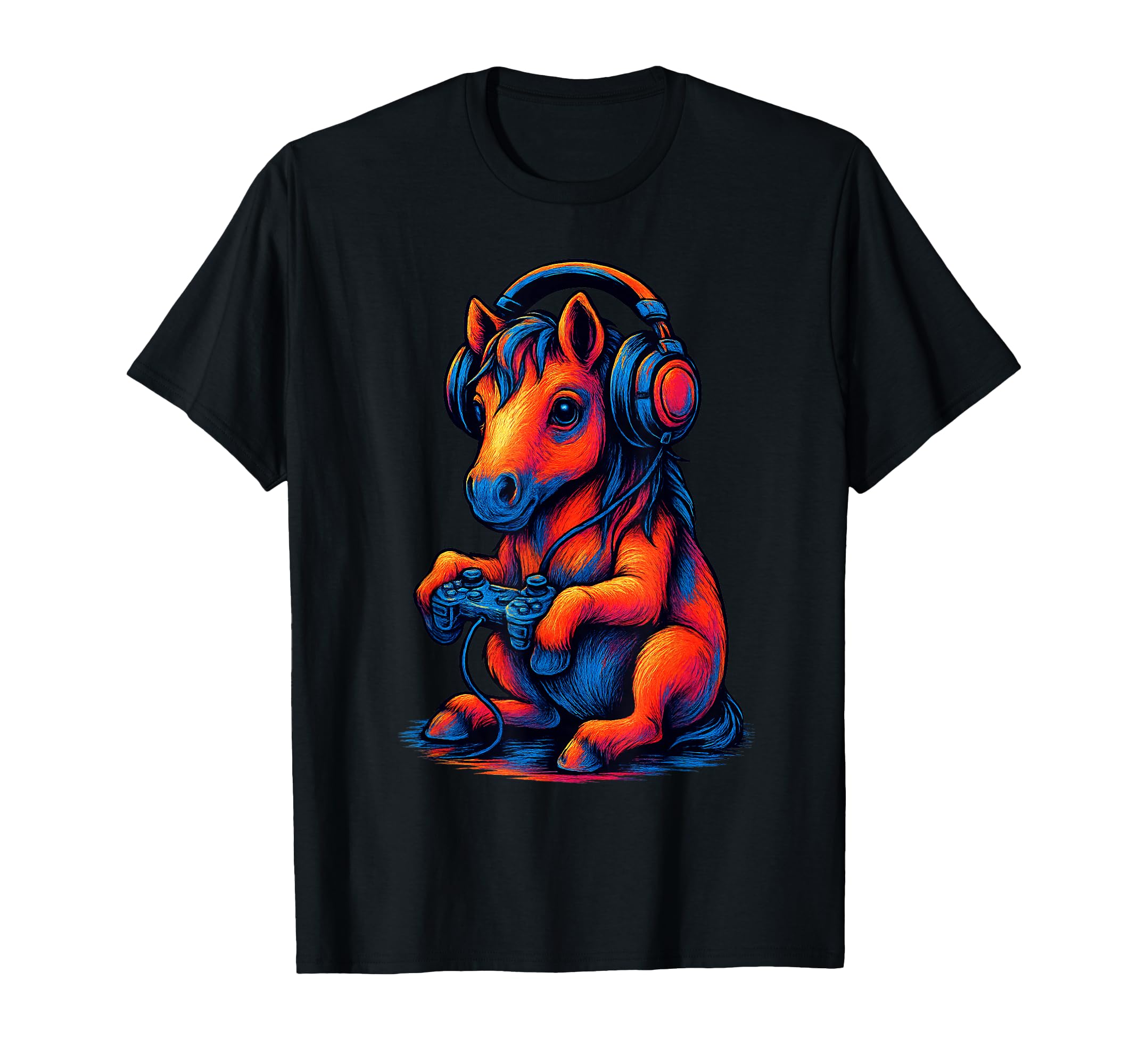 Horse Gamer Gaming Animal Lover T-Shirt - Minimalist Print for Adults - T-Shirt, Sweatshirt, Hoodie