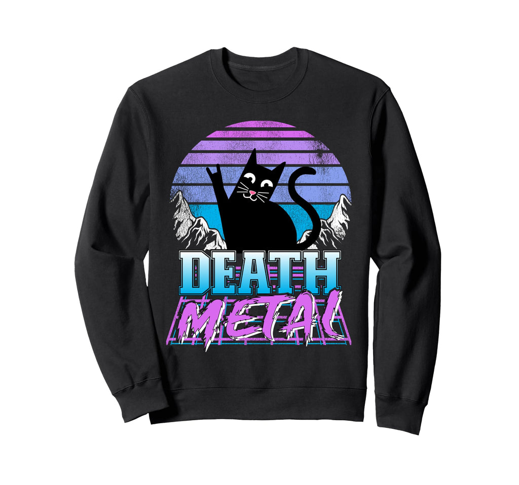 Retrowave Pastel Goth Cat 80S Sweatshirt - Unique Graphic Men Women - T-Shirt, Sweatshirt, Hoodie