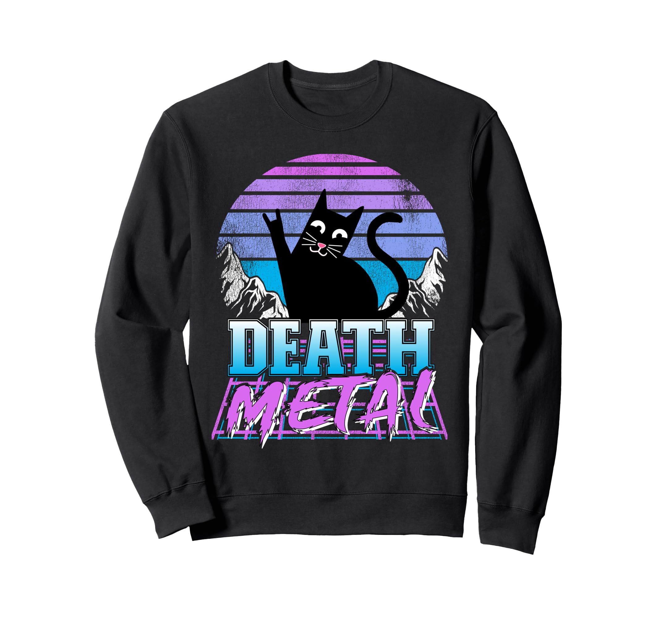 Retrowave Pastel Goth Cat 80S Sweatshirt - Unique Graphic Men Women - T-Shirt, Sweatshirt, Hoodie