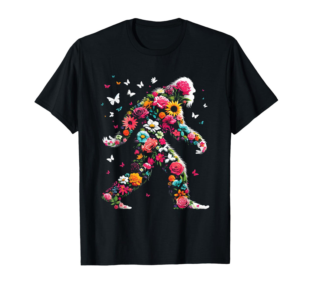 Floral Bigfoot Colorful Flowers T-Shirt - Fun Novelty Design Unisex - T-Shirt, Sweatshirt, Hoodie