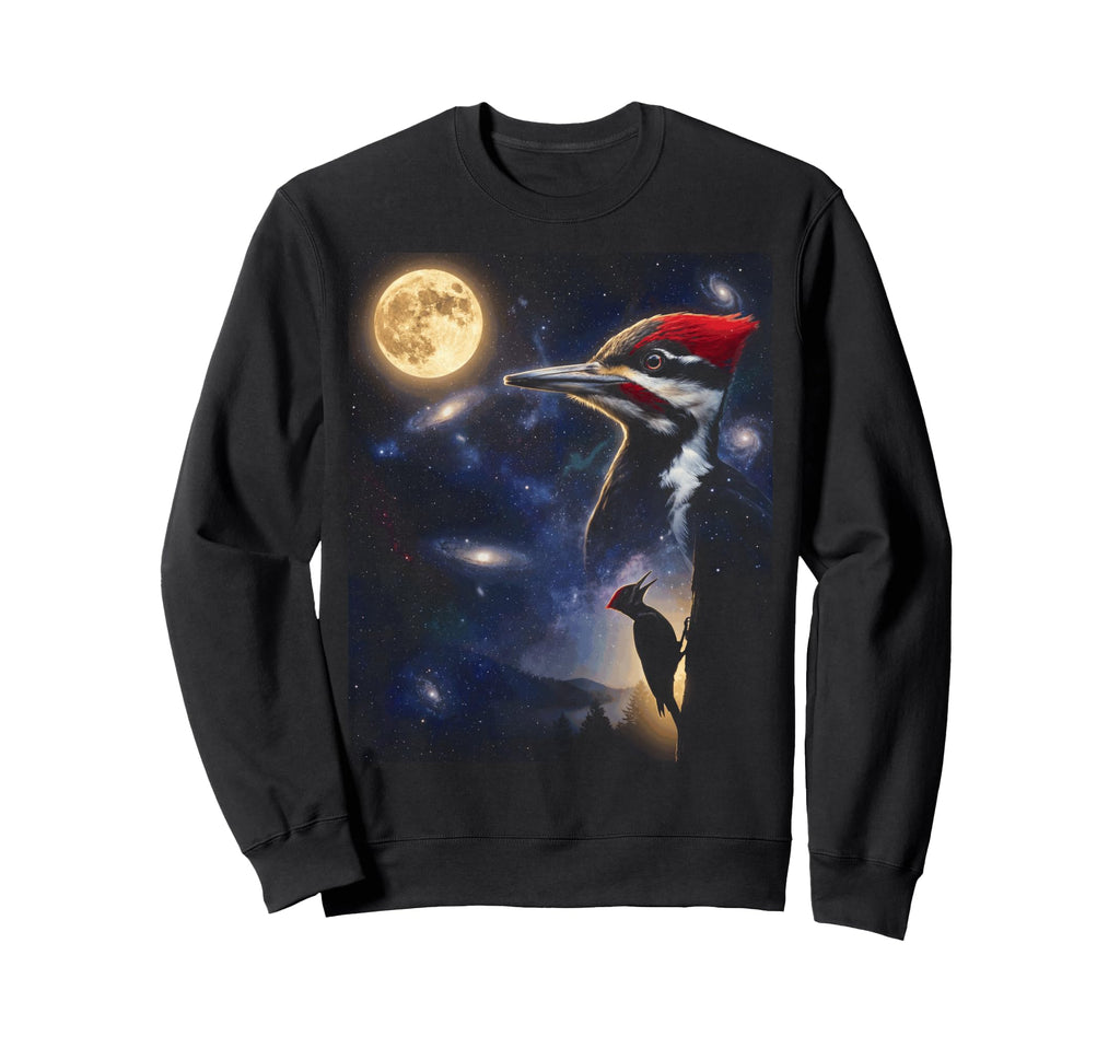 Howling Woodpecker Full Moon Starry Sweatshirt - Aesthetic Graphic Unisex - T-Shirt, Sweatshirt, Hoodie