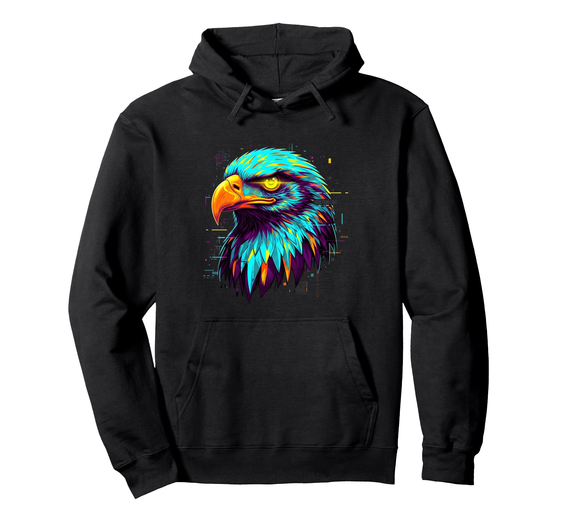 Cyberpunk Bald Eagle 80S Synthwave Hoodie - Casual Everyday Wear Unisex - T-Shirt, Sweatshirt, Hoodie