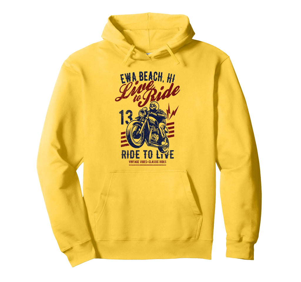 Ewa Beach Hawaii Motorcycle Skull Hoodie - Minimalist Print for Adults - T-Shirt, Sweatshirt, Hoodie