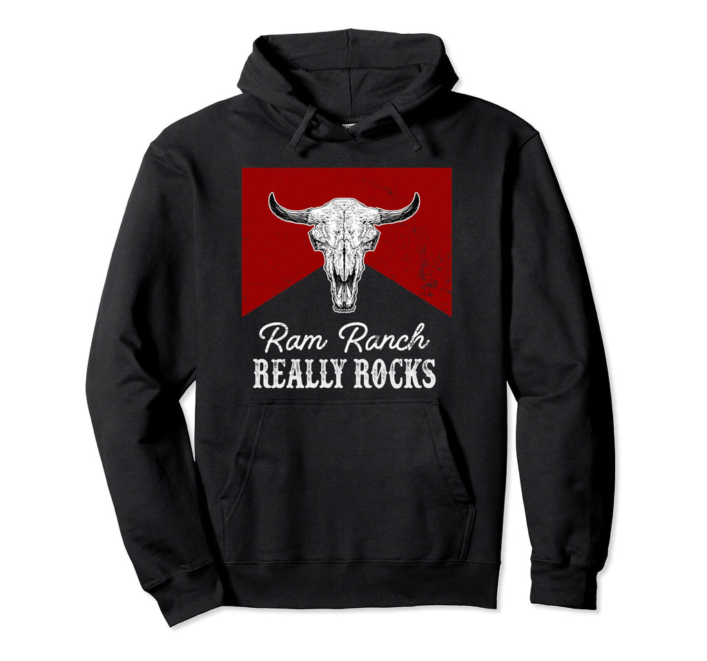 Bull Skull Ram Ranch Really Rocks Hoodie - Custom Art Print for Adults - T-Shirt, Sweatshirt, Hoodie
