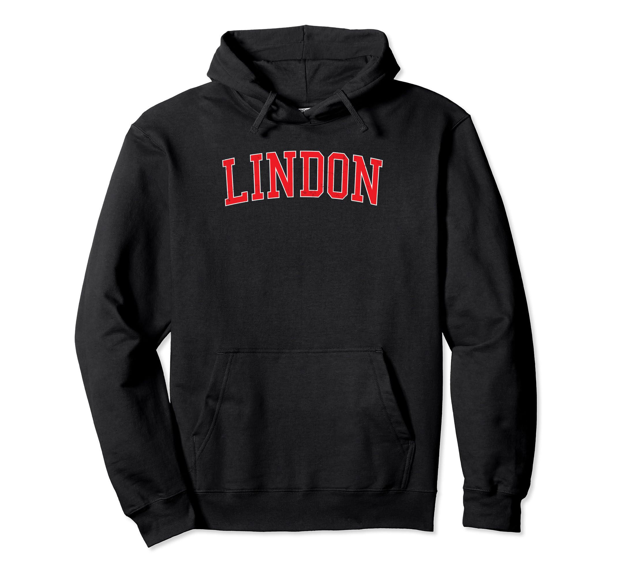 Lindon Ut Distressed Red Varsity Hoodie - Unique Graphic Unisex - T-Shirt, Sweatshirt, Hoodie
