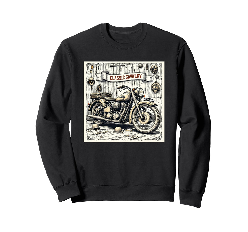 Motorcycle Old School Army Bike Sweatshirt - Custom Art Print for Adults - T-Shirt, Sweatshirt, Hoodie