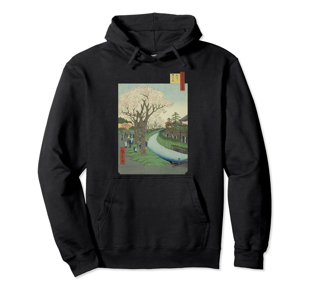 Famous Art Blossoms Tama River Embankment Hoodie - Unique Graphic Unisex - T-Shirt, Sweatshirt, Hoodie