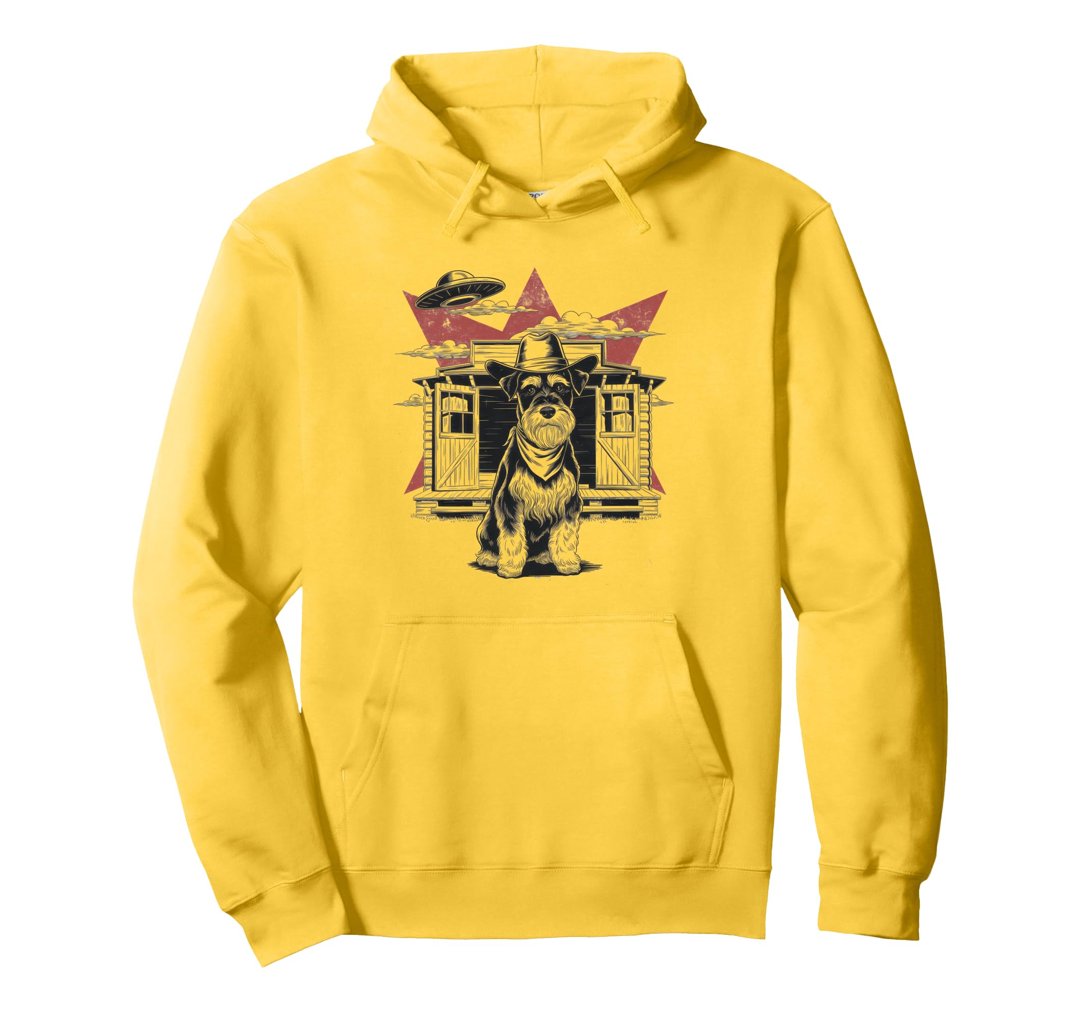 Schnauzer Schnauzer Ufo Western Hoodie - Custom Art Print for Adults - T-Shirt, Sweatshirt, Hoodie
