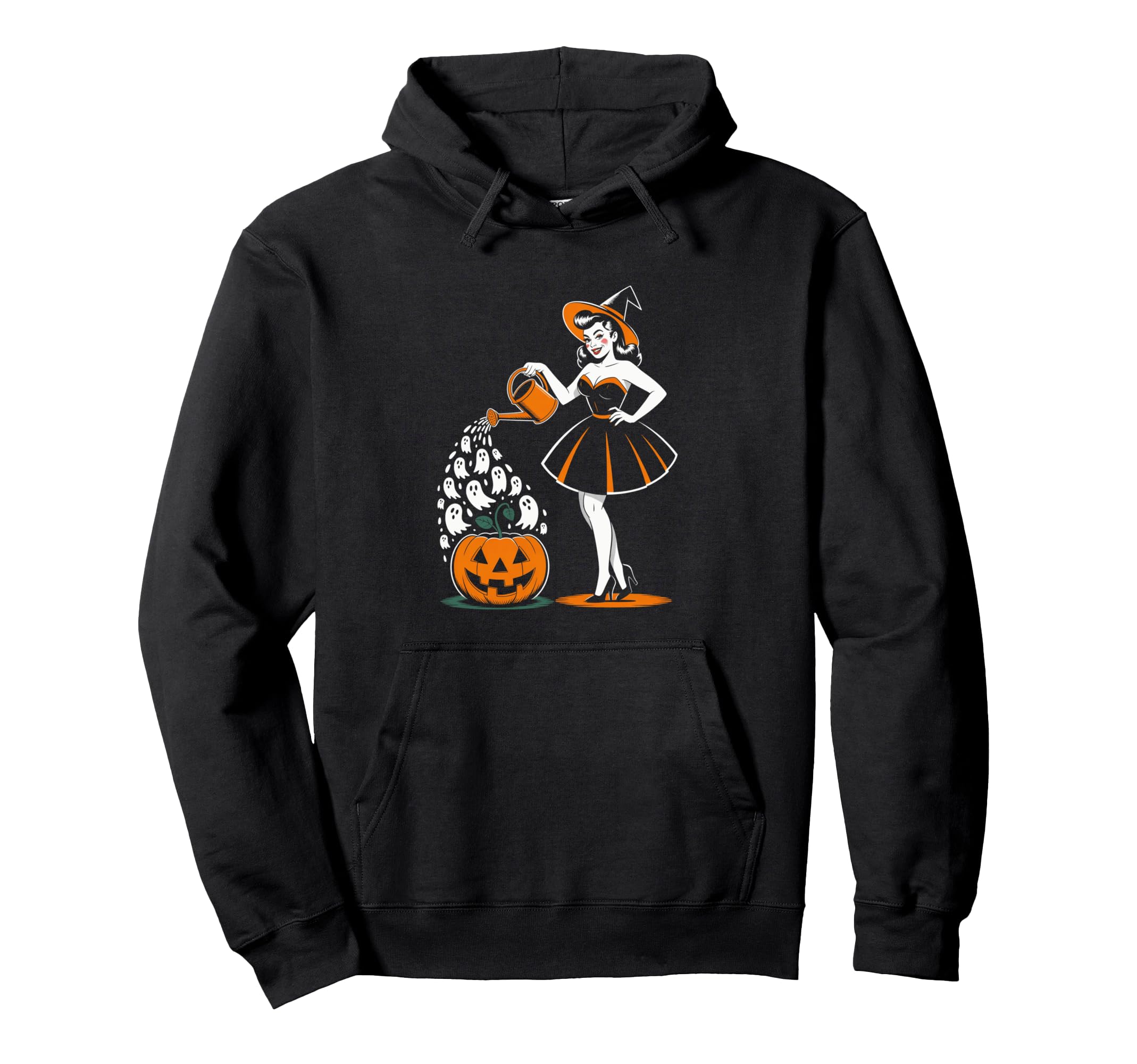 Halloween Pinup Witch 1950S Spooky Pin Up Hoodie - Graphic Print Unisex - T-Shirt, Sweatshirt, Hoodie
