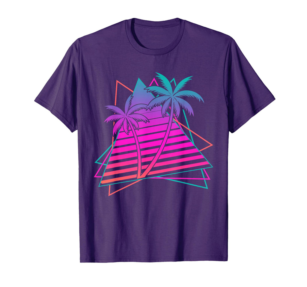 Palm Trees Synthwave Aesthetic 1980S T-Shirt - Custom Art Print for Adults - T-Shirt, Sweatshirt, Hoodie