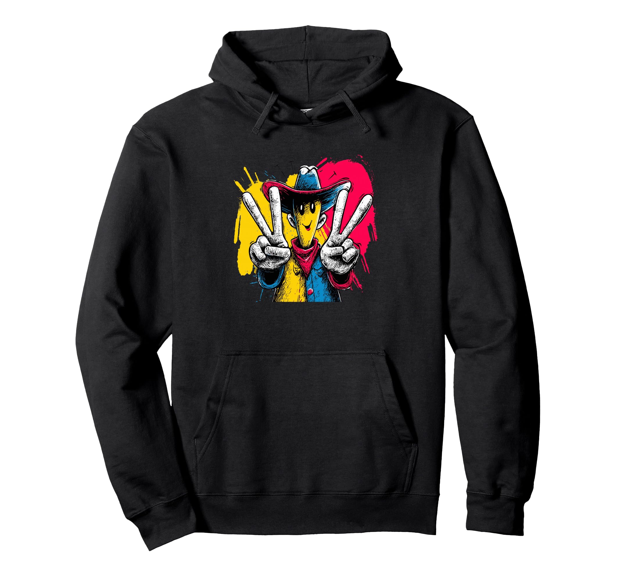 Cowboy Double Peace Pop Western Hoodie - Novelty Apparel Men Women - T-Shirt, Sweatshirt, Hoodie
