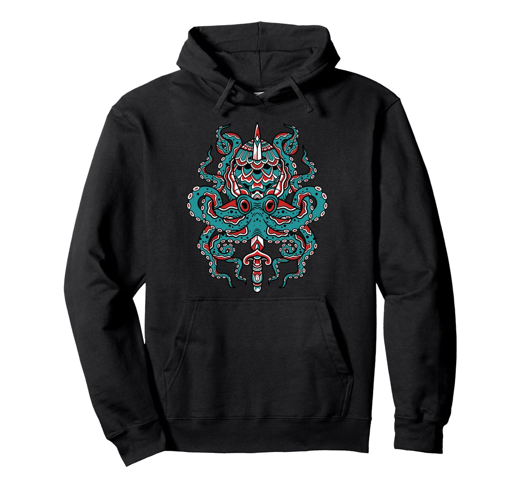 Octopus Traditional Tattoo Flash Hoodie - Casual Everyday Wear Men Women - T-Shirt, Sweatshirt, Hoodie