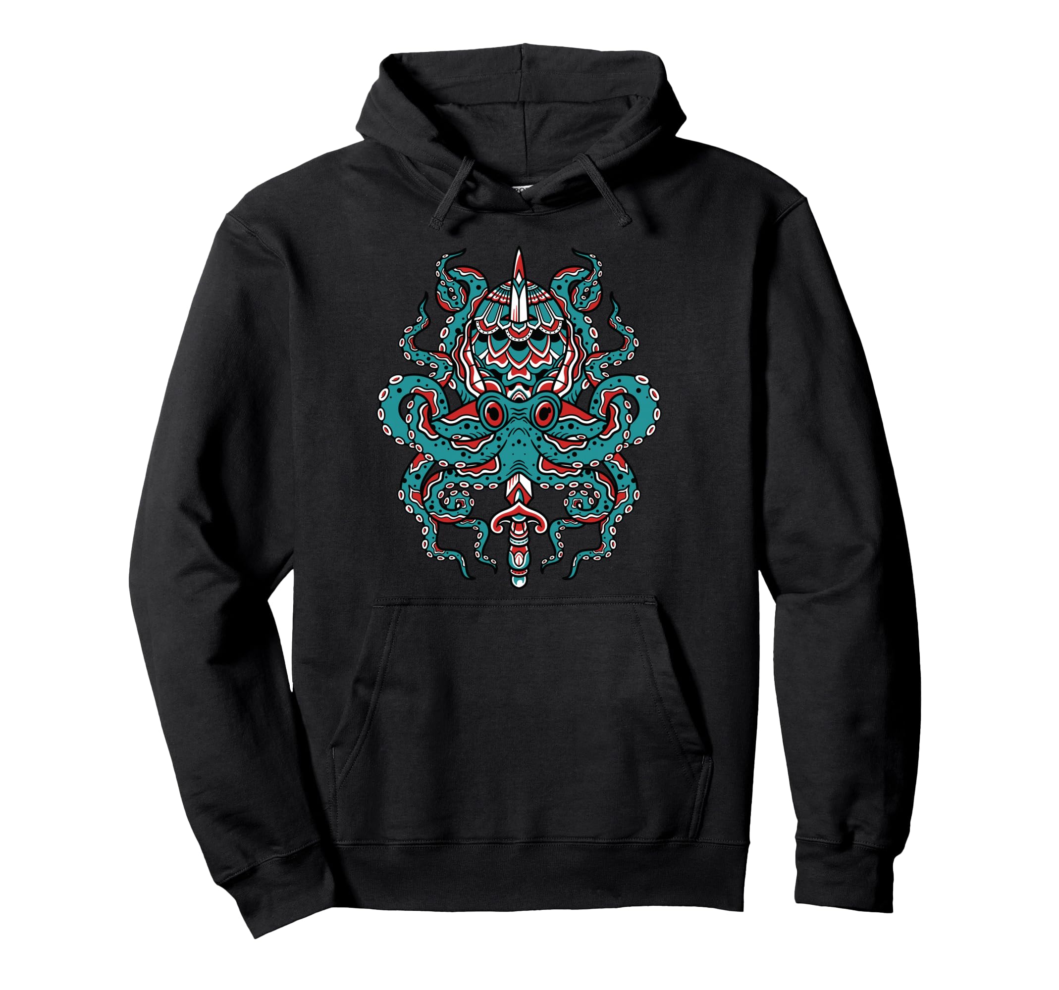 Octopus Traditional Tattoo Flash Hoodie - Casual Everyday Wear Men Women - T-Shirt, Sweatshirt, Hoodie