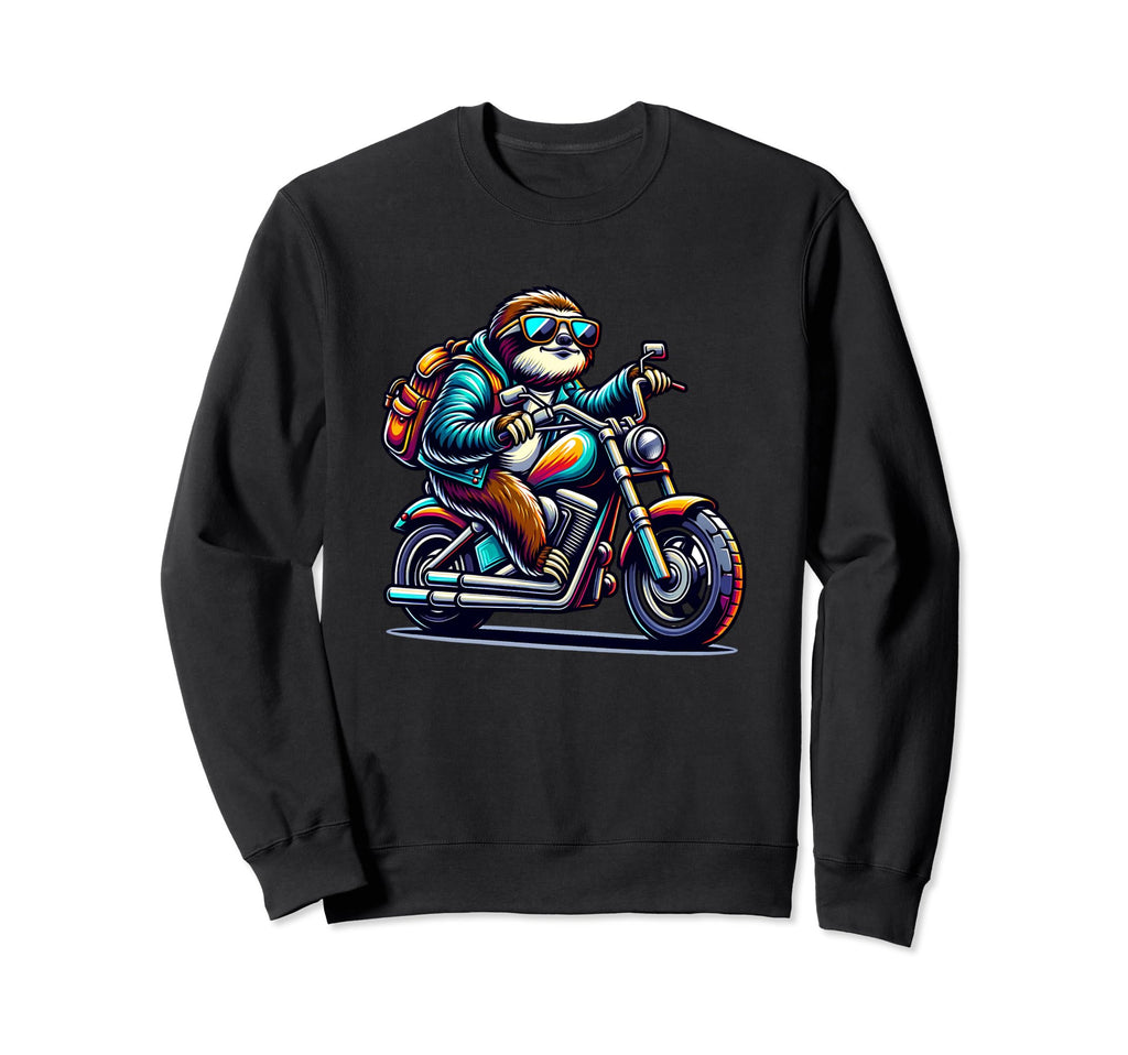 Sloth Riding Chopper Motorcycle Sweatshirt - Aesthetic Graphic Men Women - T-Shirt, Sweatshirt, Hoodie